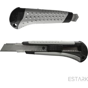 ESTARK® Cuttermes | Breekmes | Stanleymes | Afbreekmes | Snijmes | 18 mm | Met Schuifsluiting | Grijs Breekmes