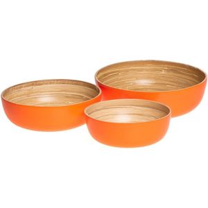 Set van 3 kommen/schotels in Bamboe - Fel oranje