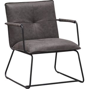 Happyment Luxe Eetkamerstoel XL - Keukenstoel - fauteuil - Gestoffeerde Stoel - Metalen Poten - Hoge Rug - Kunstleer Bekleding - voor Woonkamer - Slaapkamer - Eetkamer - Grijs