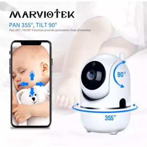 Babyfoon met camera - 1080P WIFI Smart Camera - Beveiligingscamera - HD Night Vision - Bewegingsdetectie – Spraakfunctie - 360° Draaibaar