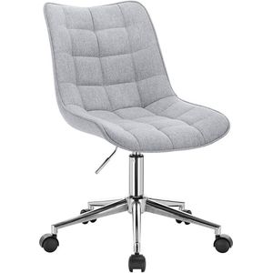 Ergonomische Bureaustoel Deluxe - Voor volwassenen - Linnen - Op wielen - Bureaustoel - Met voetsteun - Lichtgrijs - In hoogte verstelbaar