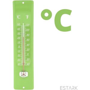ESTARK Buitenthermometer - Binnenthermometer - Metalen Binnen Buiten Thermometer - Groen - Thermometer voor aan Muur Gevel - Kwik - Draadloos - Min/Max - Muurthermometer - Kozijnthermometer - Temperatuurmeter - Thermometer Groen