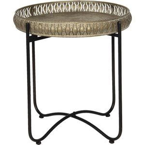 Bijzettafel Ø 49*52 cm Bruin Ijzer Rond Side table Tafeltje