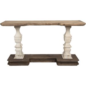 Sidetable 157x40x86 cm Bruin Beige Hout Rechthoek Wandtafel Haltafel Console Tafel