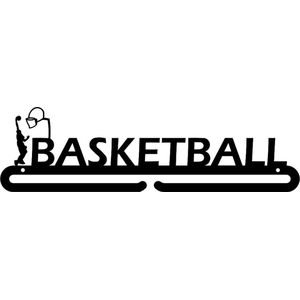 Basketball Medaillehanger zwarte coating - staal - (35cm breed) - Nederlands product - incl. cadeauverpakking - sportcadeau - medalhanger - medailles - basketbal - muurdecoratie