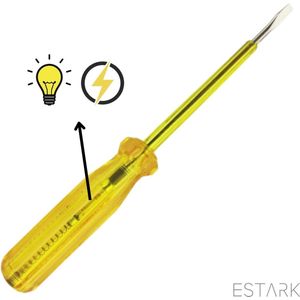 ESTARK® Spanningszoeker - Spanningtester - 200v tot 250v - schroevendraaier - plat - platte kop - kleine mini schroevendraaier - 15cm - Stroom/elektriciteit controleren - Spanning zoeker (geel)