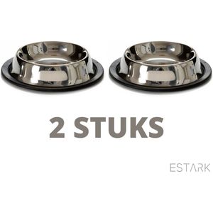 Drinkbak 2 STUKS - Waterbak 26CM - Hond - Kat - 2 X Voerbak - Voederbak - Antislip Rubber - Honden / katten - Eten - Dubbele Eetbak - Huisdier - Drinken - Afneembaar - Stevig - Design - Diameter 26cm (2)