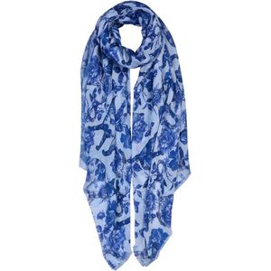Sjaal Dames Print 90*180 cm Blauw Synthetisch Bloemen Shawl Dames Moederdag cadeau