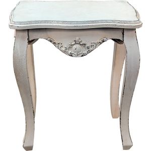 Bijzettafel 52*35*58 cm Wit Hout, Kunststof Ornament Side table Tafeltje