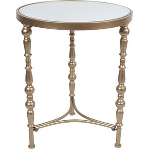 Bijzettafel Ø 50*60 cm Goudkleurig Ijzer, Glas Rond Side table Tafeltje Spiegel