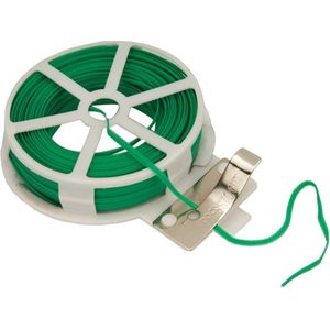 Binddraad groen - Geplastificeerd draad - Spandraad - Ijzerdraad bloemschikken - Wikkeldraad - Corsagedraad - Binddraad ijzer - 30 meter rol - Met knipper