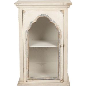 Wandkast klassiek 56*36*85 cm Wit Hout, Glas Rechthoek Opbergkast Hangkast