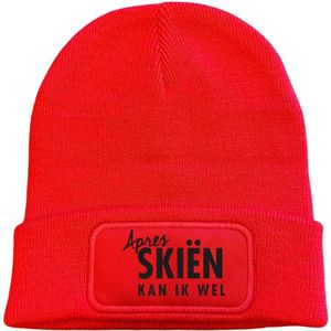 Wintermuts rood | zwart | Aprés skien kan ik wel - soBAD. | Wintersport | Après ski outfit Warme Muts voor Volwassenen | Heren en Dames Beanie