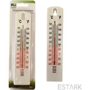 ESTARK® Thermometer - Buitenthermometer - Binnenthermometer - Metalen Binnen Buiten Thermometer - Wit - Thermometer voor aan Muur Gevel - Kwik - Draadloos - Min/Max - Muurthermometer - Kozijnthermometer - Temperatuurmeter - Thermometer Wit