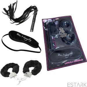 ESTARK® BDSM bondage Set - SM Handboeien - Doe Dobbelsteen - Zweep / Veer / Zweepje - Bondageset - Erotische Blinddoek - Oogmasker - Zweep - Sex Toys - Seksspeeltjes Voor Koppels - Handcuffs - Bondage Sex Seks - 3-delig