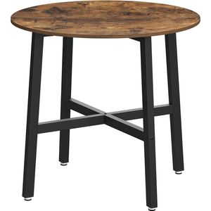 Eettafel klein, ronde keukentafel, voor woonkamer, kantoor, 80 x 75 cm (Ø x H), industrieel design, vintage bruin-zwart KDT080B01