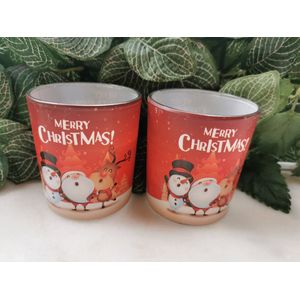 Set van 2 Geurkaarsen Merry Christmass met kerstfiguren Kaneel - 7cmx8cmH 22branduren