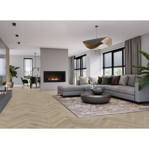 Vloer - PVC - Visgraat - Vivafloors - Beige/ Grijze Eikenhouten Vloer - Wood Touch - 60,69 x 15,24 cm - 3,35 m2