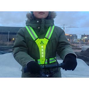ARISENN® 2023 KIND Veiligheidshesje met Verlichting - geschikt voor kinderen - Led Harnas - Led Vest - Wit Licht voor & Rood licht achter - Hardloop Led verlichting - Reflecterend Hardloop vest - Hardlopen - Sport verlichting - incl batterijen