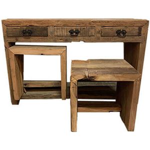 Wandmeubel  - bureau/side table - 120 cm breed  - robuust - massief hout  -  H79cm
