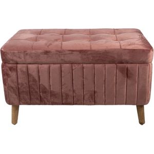 Poef 82x42x49 cm Roze Hout Textiel Hocker