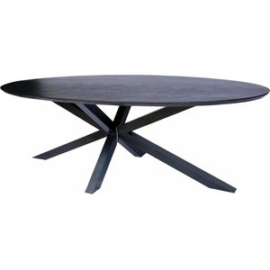 Eettafel ovaal eiken fineer zwart - 240 x 120 x 81 cm - Visgraat - Kruispoot