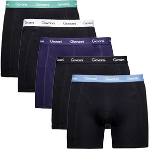 Giovanni - Boxershorts - 5-Pak - Donker Katoen - Lange Pijpjes