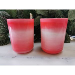 Set van 2 bekers rood badkamerbekers tandenborstelbeker 9x6,5cm
