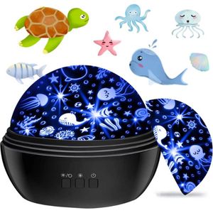 Itagala Baby Projector - Projectorlamp - Sterrenprojector - Nachtlamp - Sterrenhemel - Oceaan - Bedlampje - Galaxy Projector - Roterende kinderlamp met Sterren Hemel Projectie - USB - Zwart