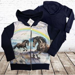 Meisjes vest met paarden en regenboog -s&C-110/116-Meisjes vest
