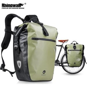Fietstas - Rugzak - Rolltop - Schoudertas - Schooltas - Groen- Volledig Waterdicht 27L