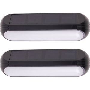 Vevio Solar Lamp - 2 Stuks - Warm Wit Licht & RGB lamp - Wandlamp - Zonne energie buitenlamp met sensor Dag en Nacht - Solar Tuinlamp met 600mAh Batterij - 100 Lumen Buiten Wandlamp - Solar Tuinverlichting - Buitenverlichting - IP65 Water