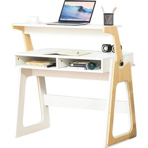 Nancy's Stovel Bay Computer Desk - Bruin, Wit - Gefabriceerd Hout - 38,58 cm x 22,24 cm x 39,56 cm