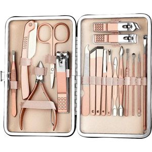 Professionele Manicure Set & Pedicureset – Nagelset – behandeling nagels en huid - 18delig