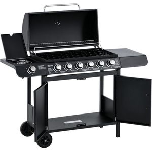 Medina Afton BBQ Grill Cart met 7 branders en multifunctionele kast - Zwart - Metaal - 53,14 cm x 19,68 cm x 39,37 cm