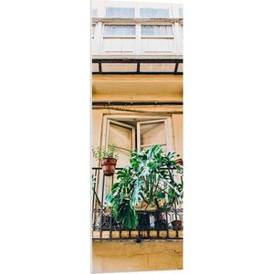 PVC Schuimplaat- Balkon met Groene Planten - 40x120 cm Foto op PVC Schuimplaat
