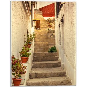 PVC Schuimplaat- Trap in Steegje met Planten - 30x40 cm Foto op PVC Schuimplaat