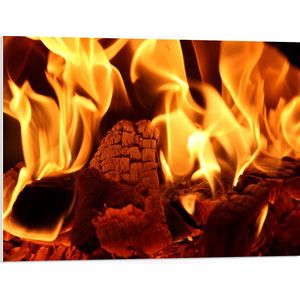 PVC Schuimplaat - Openhaard Vuur - 80x60 cm Foto op PVC Schuimplaat (Met Ophangsysteem)