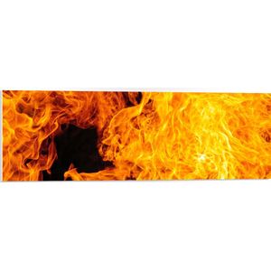 PVC Schuimplaat - Vuur - Brand - Geel - Oranje - 90x30 cm Foto op PVC Schuimplaat (Met Ophangsysteem)