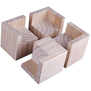 4 stuks meubelpoten van hout, voor verhoging van de meubelhoogte, verhoging voor meubels, voor houten tafel, bureau, bed, verhoging 8 cm, 8x8 cm