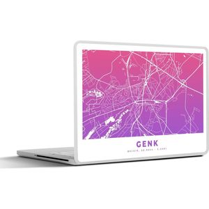 Laptop sticker - 17.3 inch - Stadskaart - Genk - Paars - België - 40x30cm - Laptopstickers - Laptop skin - Cover