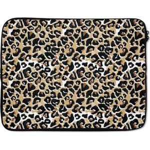 Laptophoes 17 inch - Dierenprint - Panter - Aquarelverf - Laptop sleeve - Binnenmaat 42,5x30 cm - Zwarte achterkant