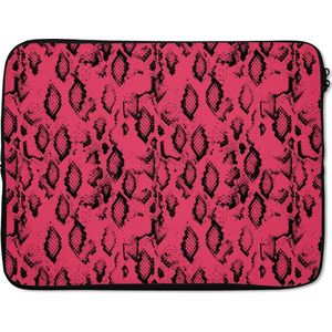 Laptophoes 17 inch - Slangenprint - Roze - Zwart - Laptop sleeve - Binnenmaat 42,5x30 cm - Zwarte achterkant
