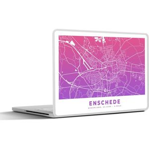 Laptop sticker - 12.3 inch - Stadskaart - Enschede - Paars - Roze - 30x22cm - Laptopstickers - Laptop skin - Cover