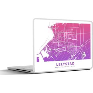 Laptop sticker - 10.1 inch - Stadskaart - Lelystad - Paars - Nederland - 25x18cm - Laptopstickers - Laptop skin - Cover