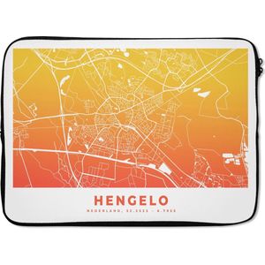 Laptophoes 13 inch - Stadskaart - Hengelo - Geel - Oranje - Laptop sleeve - Binnenmaat 32x22,5 cm - Zwarte achterkant