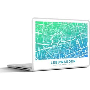 Laptop sticker - 14 inch - Stadskaart - Leeuwarden - Nederland - Blauw - 32x5x23x5cm - Laptopstickers - Laptop skin - Cover