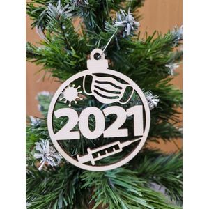Kersthanger 2021 - covid 19 - kerstmis 2021 - spuit, mondkapje, corona