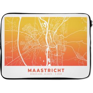 Laptophoes 13 inch - Stadskaart - Maastricht - Nederland - Oranje - Laptop sleeve - Binnenmaat 32x22,5 cm - Zwarte achterkant