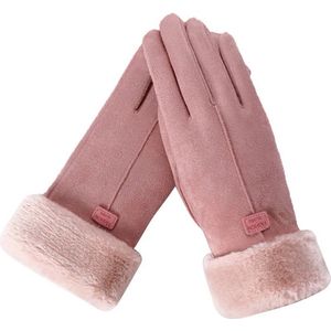 Handschoenen - Dames - Fleece - Touchscreen - Roze - One size - Wol - Winter - Kerst
